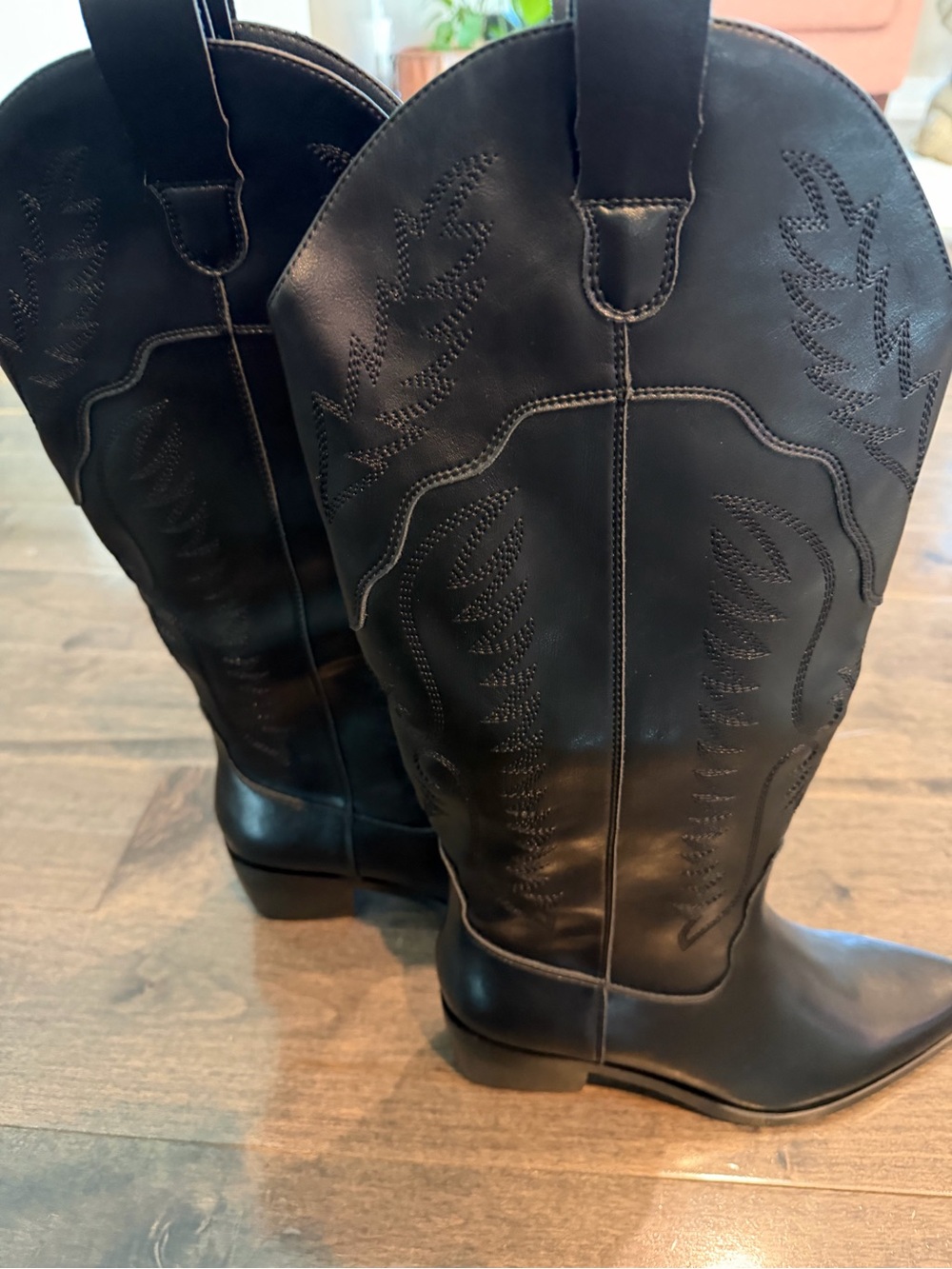 Classic Black Western Knee-High Leather Boots